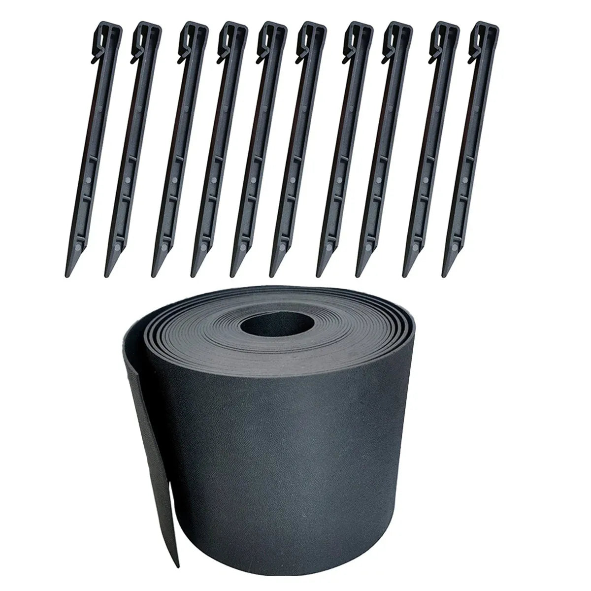 10m Garden Lawn Edging Border 10m Flexible PE Strip with Stakes Landscaping