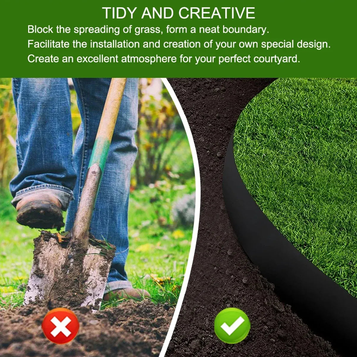 10m Garden Lawn Edging Border 10m Flexible PE Strip with Stakes Landscaping