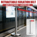 2M Retractable Isolation Barrier Belt 1 Post Anti-Slip Base Waterproof Durable