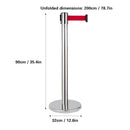 2M Retractable Isolation Barrier Belt 1 Post Anti-Slip Base Waterproof Durable