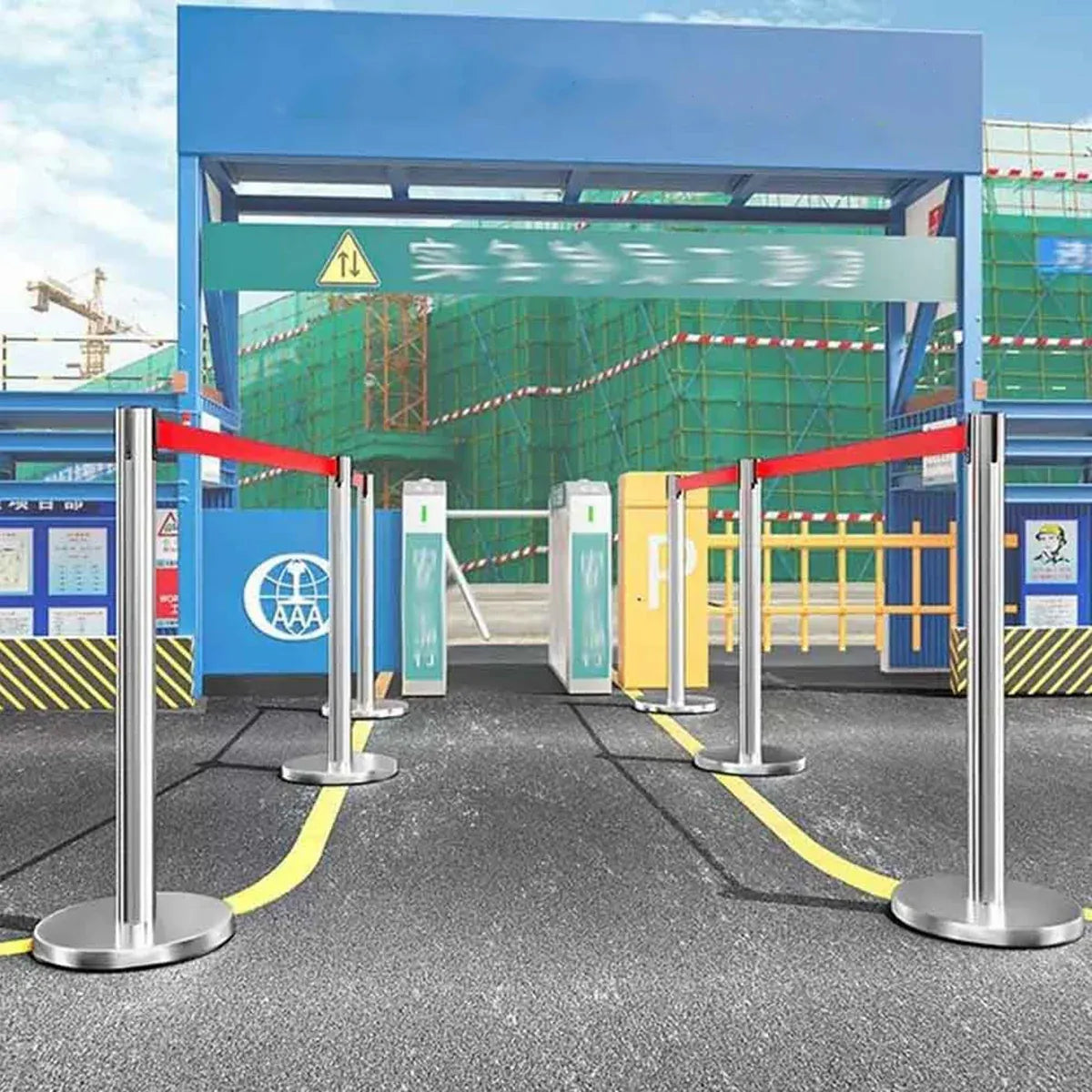 2M Retractable Isolation Barrier Belt 1 Post Anti-Slip Base Waterproof Durable