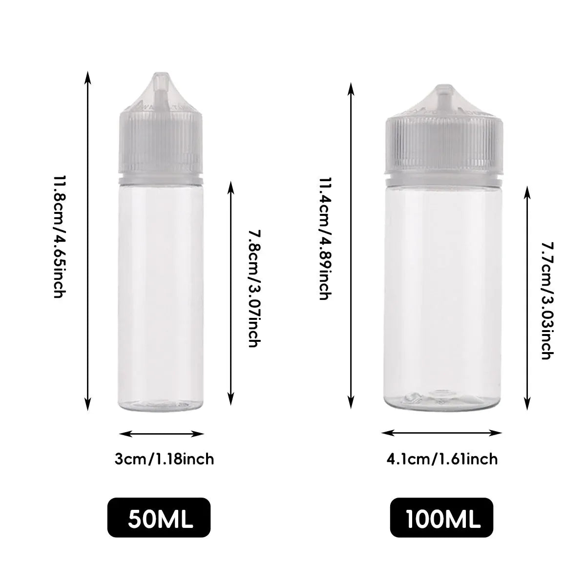 Clear Dropper Bottle Set 50ml 100ml Refill Squeeze Bottles 30 Pack - 50ml