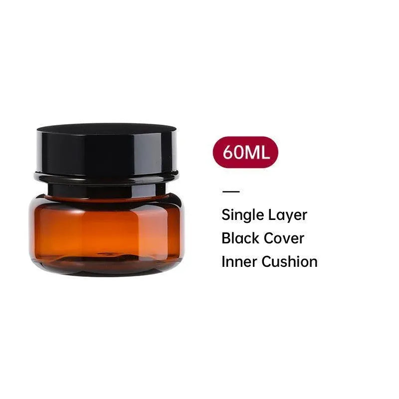 10pcs PET Plastic Cosmetic Bottles Refillable Travel Face Cream Containers - 60ml-Brown+White-Single