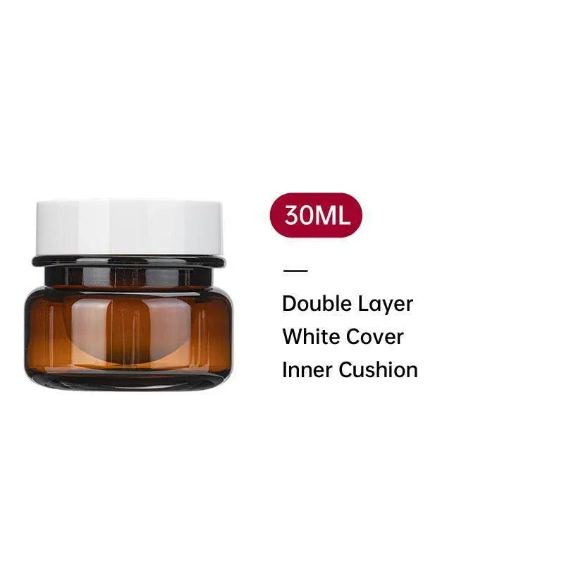 10pcs PET Plastic Cosmetic Bottles Refillable Travel Face Cream Containers - 60ml-Brown+White-Single
