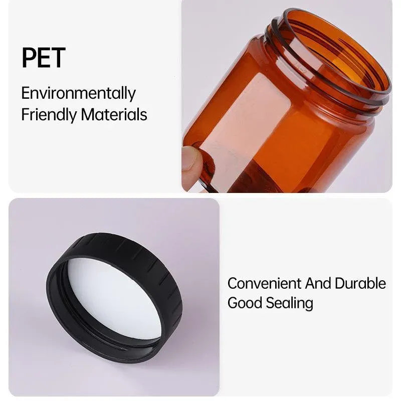 10pcs Brown PET Plastic Wide Mouth Bottles for Storage and Skincare Packaging - Matte - 120ml