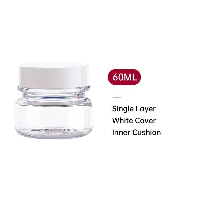 10pcs PET Plastic Cosmetic Bottles Refillable Travel Face Cream Containers - 60ml-Transparent+White-Single