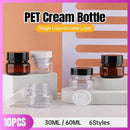 10pcs PET Plastic Cosmetic Bottles Refillable Travel Face Cream Containers - 60ml-Transparent+Black-Single