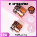 5pcs Sealed Bottle Mask Jar PET Plastic Packaging Containers for Skincare Use - 220ml