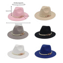Jazz Hat Autumn Winter Retro Large Brim Hat for Men and Women Stylish Headwear - Light Grey
