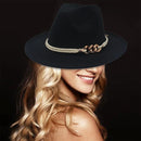 Jazz Hat Autumn Winter Retro Large Brim Hat for Men and Women Stylish Headwear - Light Grey