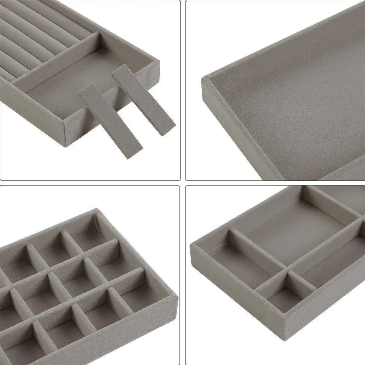 4PCS Jewelry Organizer Box Set Makeup Storage Tray for Rings Earrings Bracelets