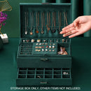 3 Tier Lockable Jewelry Storage Box with Drawers Soft Lining Large Capacity