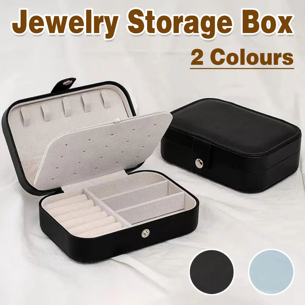 Jewelry Storage Box Travel Mini Case Portable Small Organiser for Rings Earrings - Black
