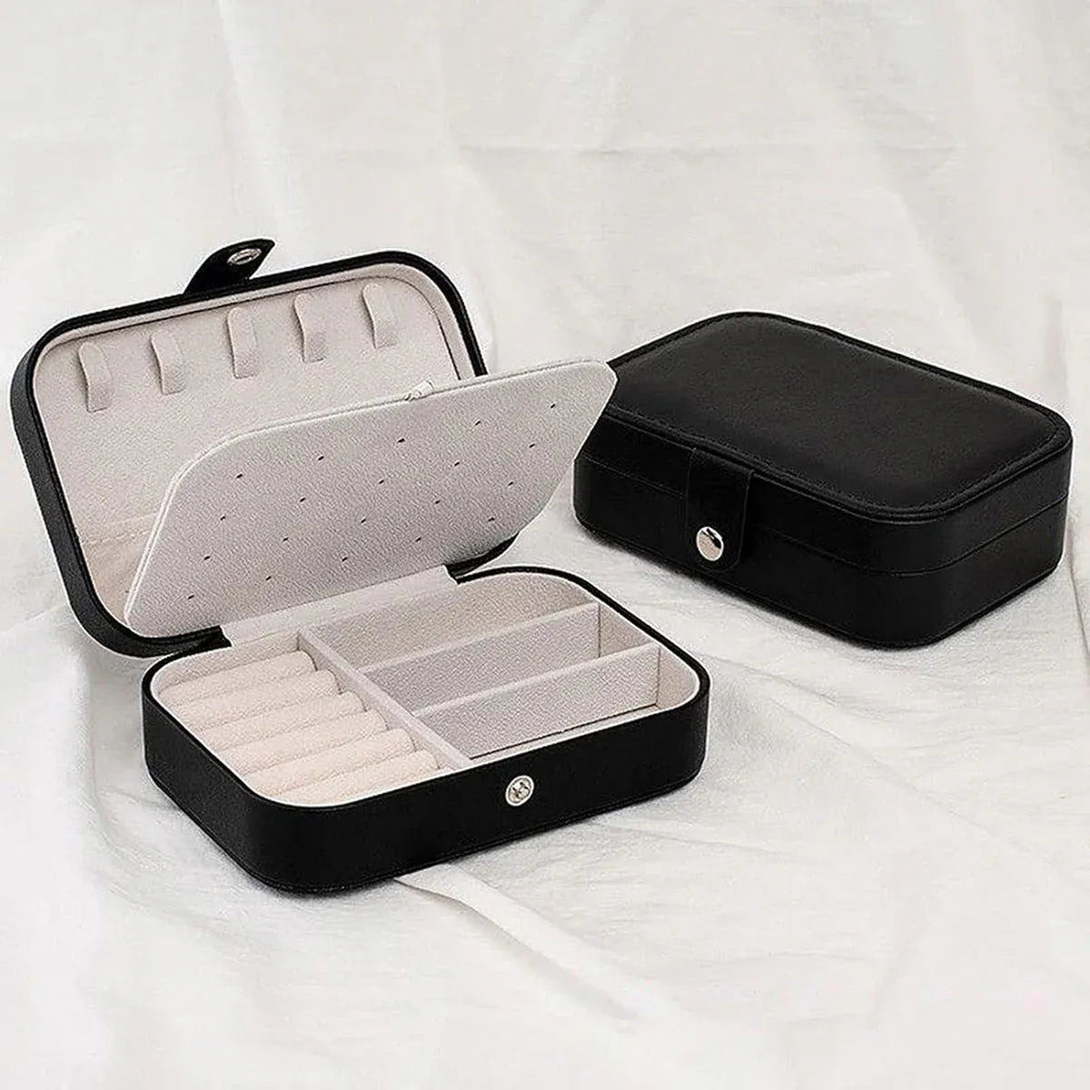 Jewelry Storage Box Travel Mini Case Portable Small Organiser for Rings Earrings - Black