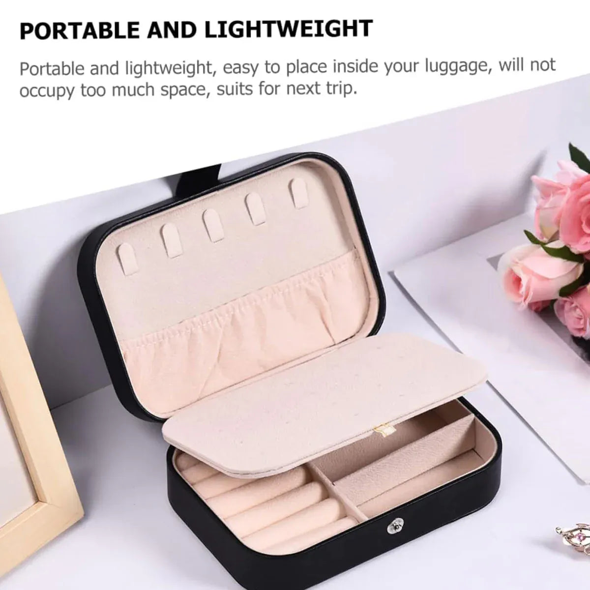 Jewelry Storage Box Travel Mini Case Portable Small Organiser for Rings Earrings - Blue