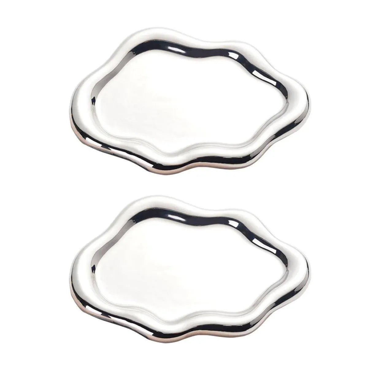 2PCS Luxury Ceramic Jewelry Display Tray Organizer Plate Storage Large Decor