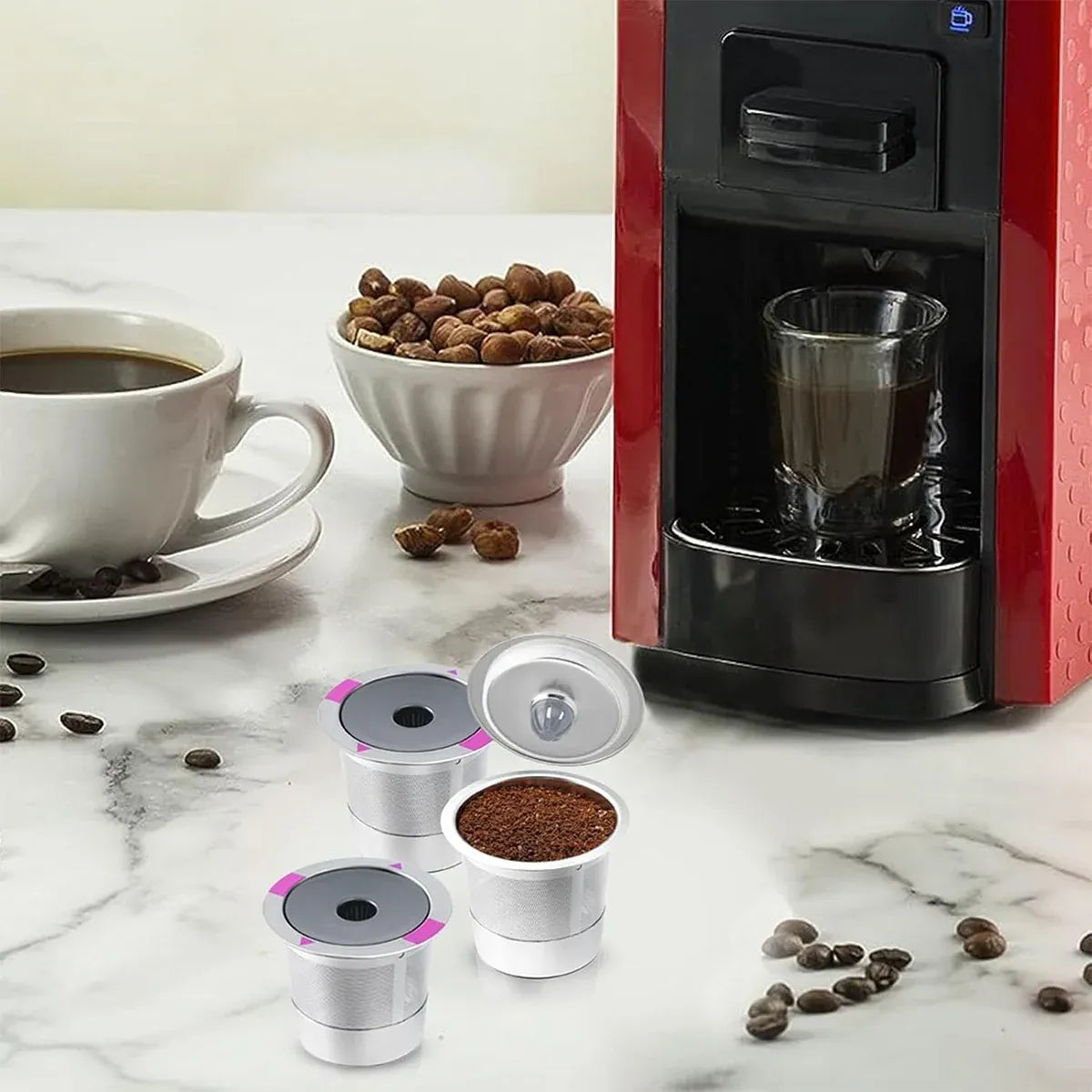 2 Pack Stainless Steel K-Cups Coffee Pod Filters Reusable Durable For Cafe