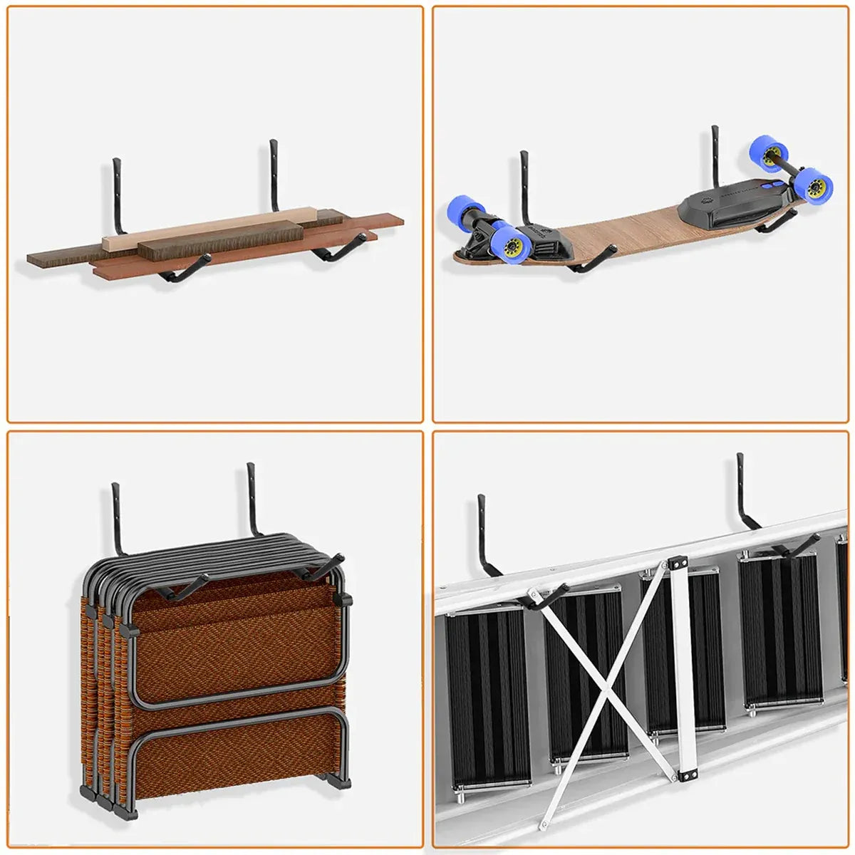 4in1 Wall Mounted Kayak Wall Rack Surfboard Canoe Storage Stand for Garage
