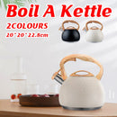 3L Stainless Steel Whistling Kettle Hammer Pattern Induction Gas Teapot Use - Beige