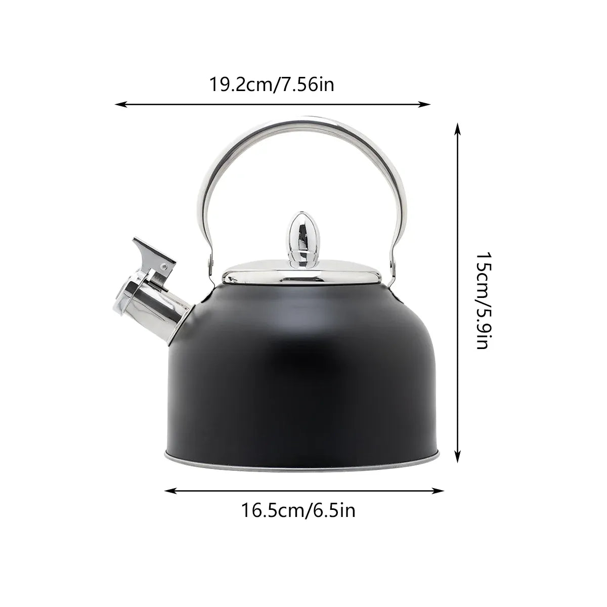 Stainless Steel Whistling Kettle with Black Foldable Handle for Home Kitchen