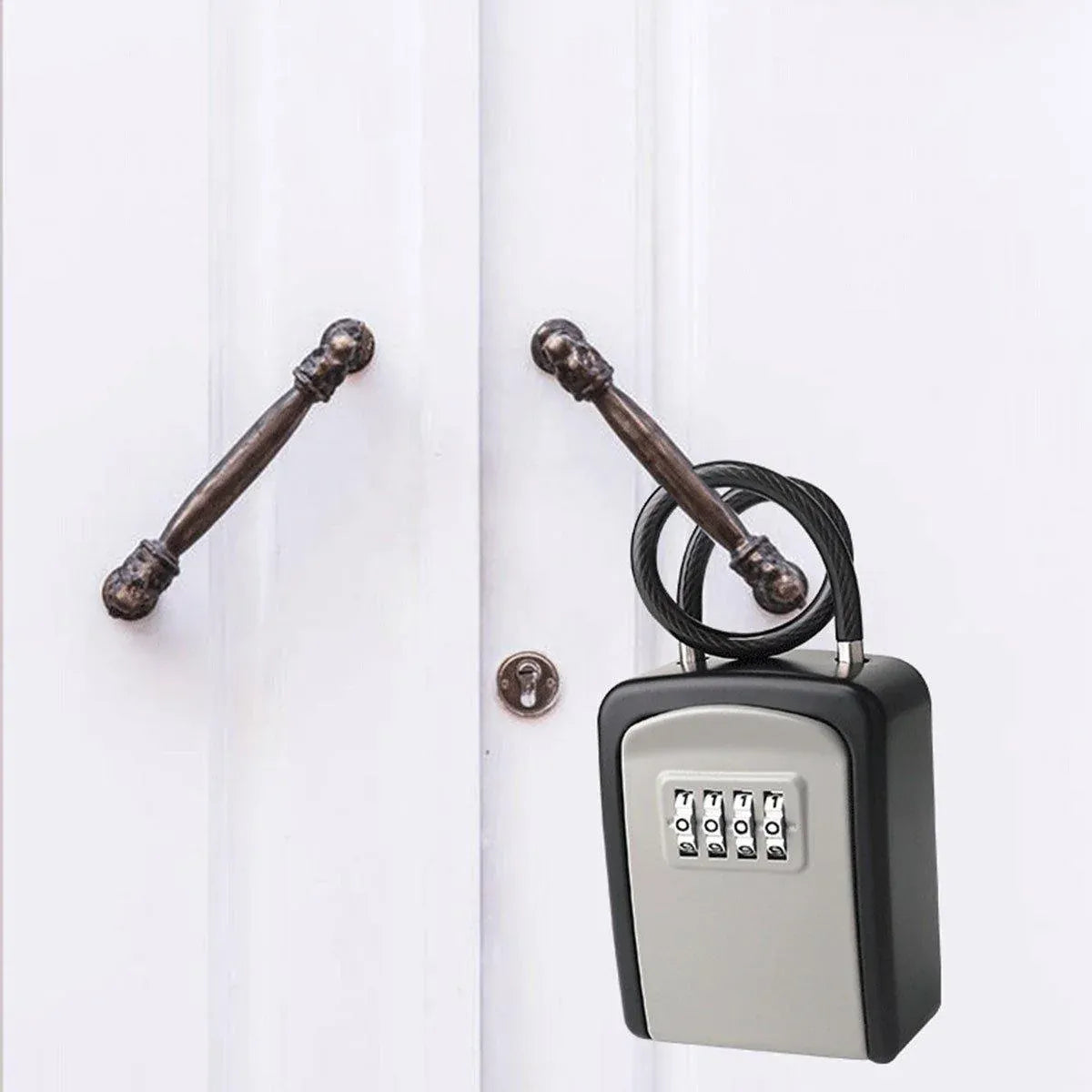 Portable Key Lock Box Hanging Combination Storage Organizer for Home Security - Black