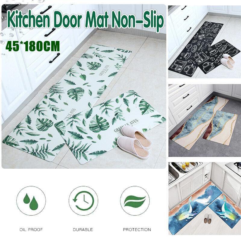 45x180cm Kitchen Mat Non-Slip Waterproof Pvc Floor Rug Carpet Anti-Oil Easy Clean - Kitchen