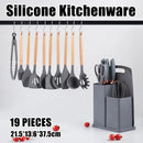 19-Piece Grey Kitchen Utensil Set with Storage Holder
