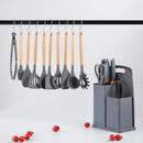 19-Piece Grey Kitchen Utensil Set with Storage Holder