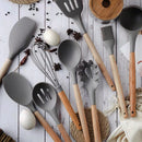 19-Piece Grey Kitchen Utensil Set with Storage Holder