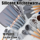 19-Piece Grey Kitchen Utensil Set with Storage Holder
