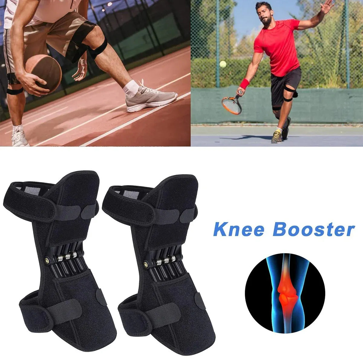 Adjustable Knee Support Booster Brace for Lifting Squatting Hiking and Sports