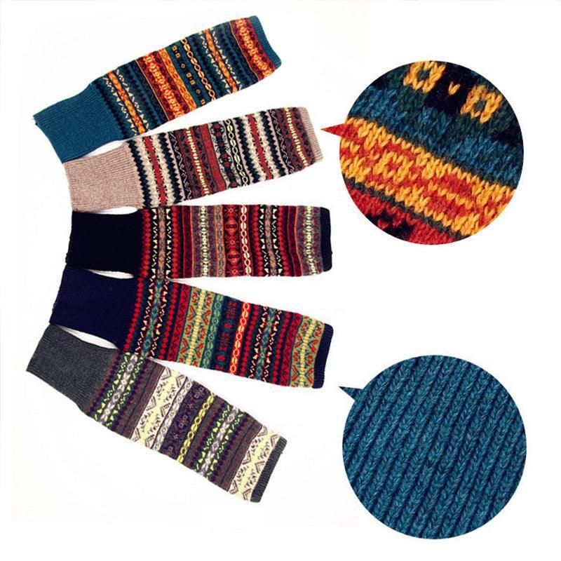 Women Ladies Winter Warm Knit Wool Leg Warmer Woolen Knee Knit Socks Leggings - Green
