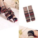 Women Ladies Winter Warm Knit Wool Leg Warmer Woolen Knee Knit Socks Leggings - Blue