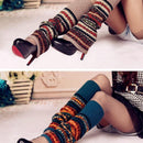 Women Ladies Winter Warm Knit Wool Leg Warmer Woolen Knee Knit Socks Leggings - Blue