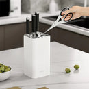 Kitchen Knife Storage Rack Plastic Multi Functional Holder for Knives Scissors - White