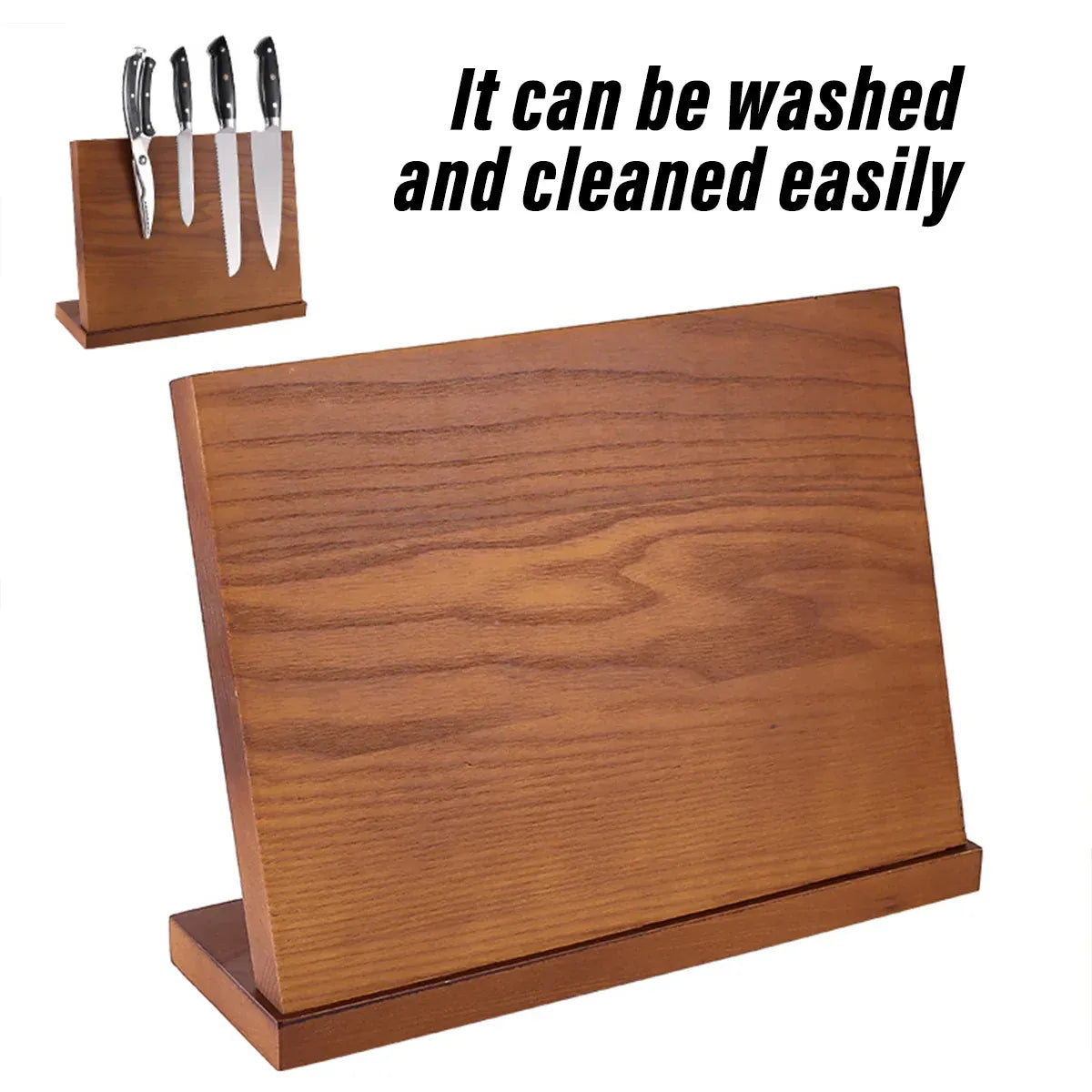 Wooden Magnetic Knife Holder Kitchen Counter Storage Rack Multi Functional Block