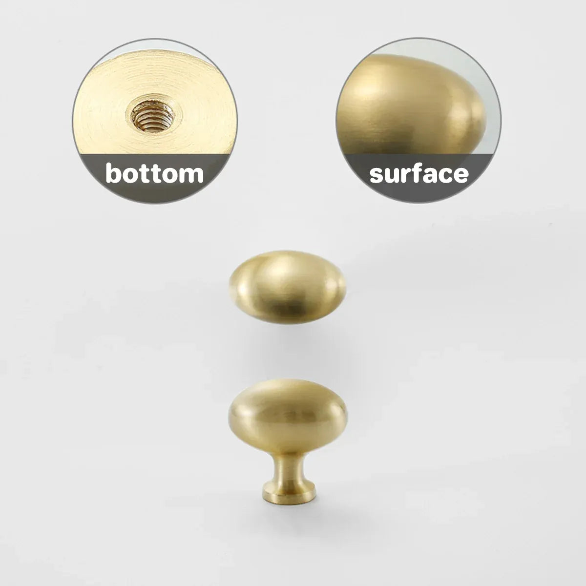 Pigeon Egg Cabinet Handle Single Hole French Style Drawer Pull for Door Closet - Brass