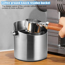 Stainless Steel Coffee Grounds Knock Box Round Tap Bucket for Household Espresso - Black