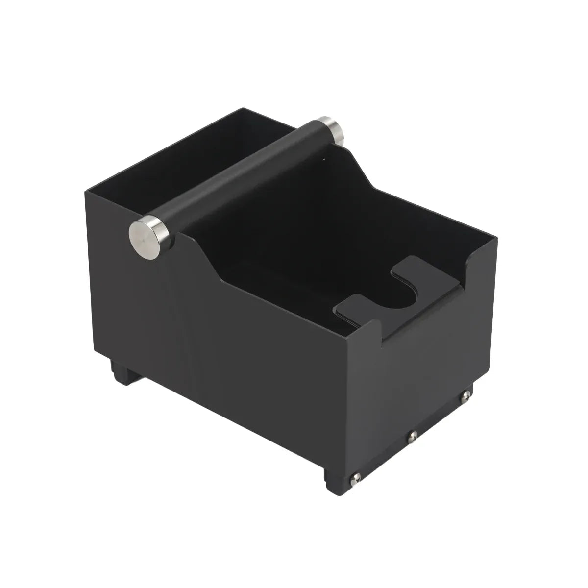 Coffee Knock Box with Powder Press Holder PTFE-Coated Metal Black