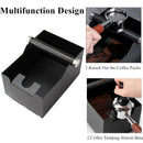Coffee Knock Box with Powder Press Holder PTFE-Coated Metal Black