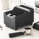 Coffee Knock Box with Powder Press Holder PTFE-Coated Metal Black