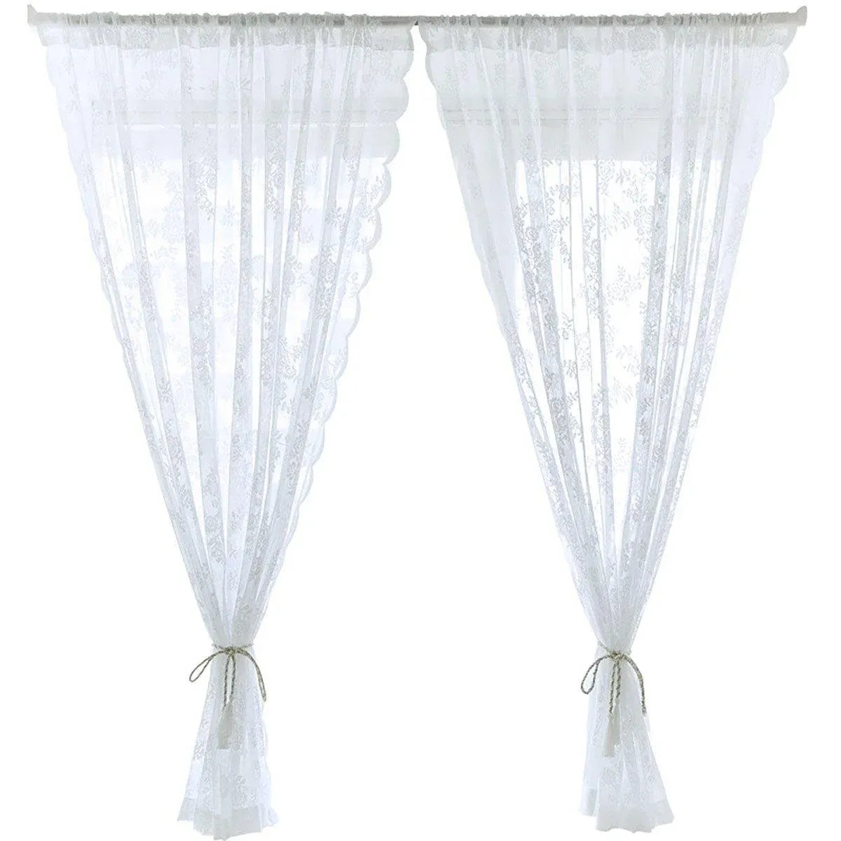 Elegant Lace Curtain Bedroom Window Door Screen Privacy Window Decor - 145*100cm
