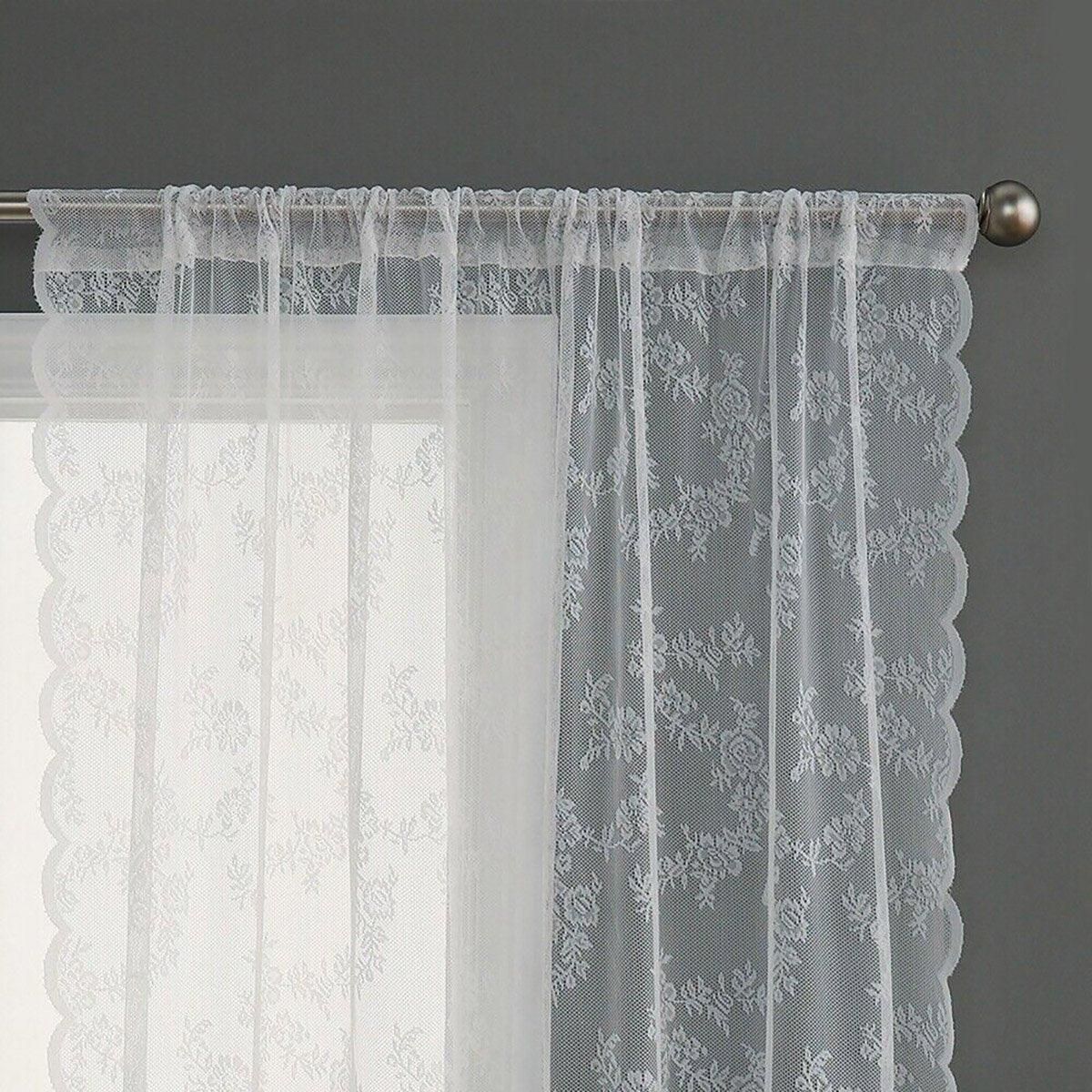 Elegant Lace Curtain Bedroom Window Door Screen Privacy Window Decor - 145*100cm