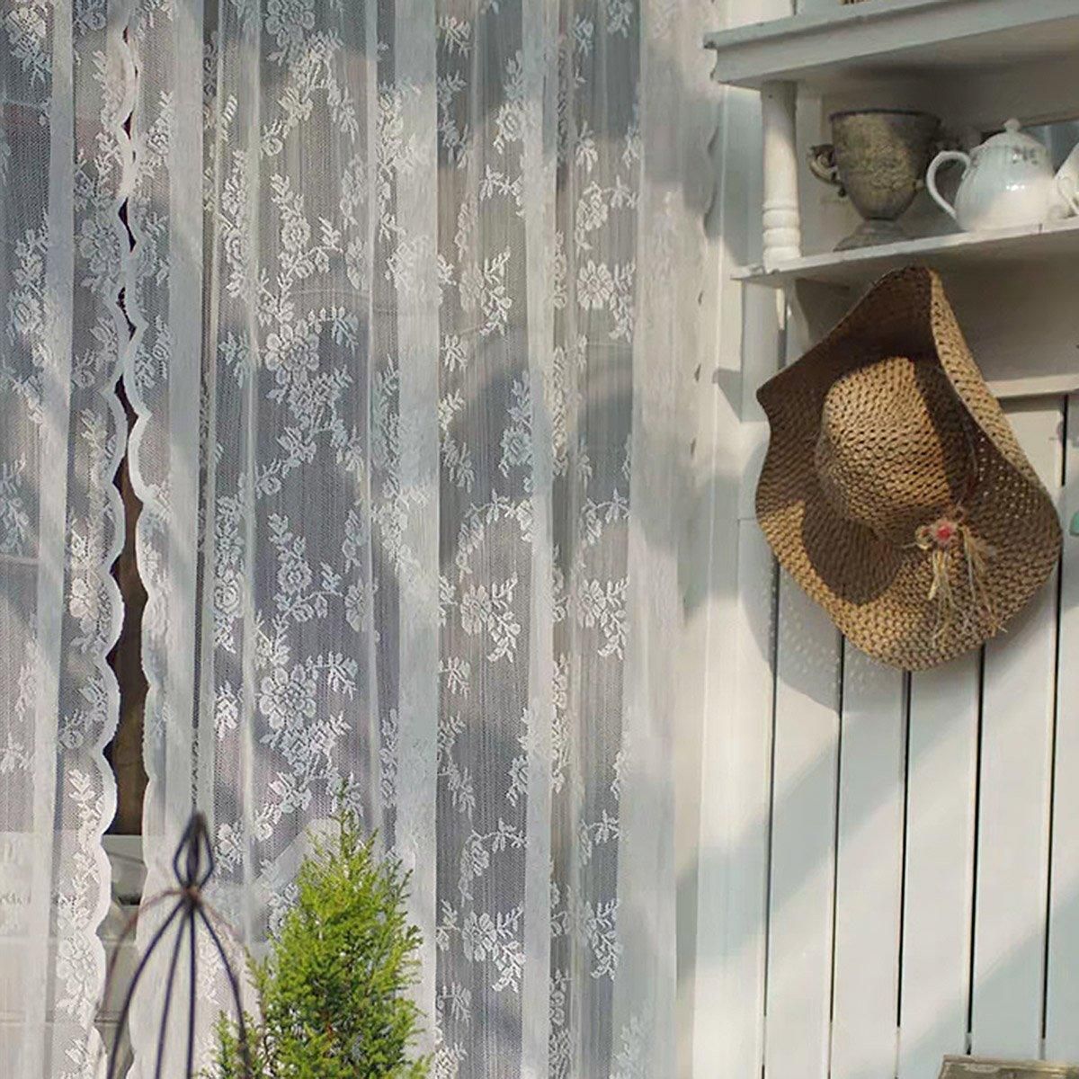 Elegant Lace Curtain Bedroom Window Door Screen Privacy Window Decor - 145*100cm
