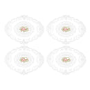 4 Pack Retro Lace Oval Placemats 31x42cm French Crochet Doilies 4 Colors Set - White