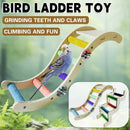 Wooden Parrot Climbing Ladder Swing Toy Claw Grinding Sanded for Small Birds - Curved