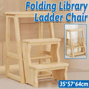 Folding Library Ladder Chair 3 Step Stool Durable for Home Kitchen Daily Use
