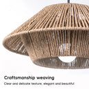 Hand Woven Paper Rope Pendant Lampshade Boho Rattan Style - Black