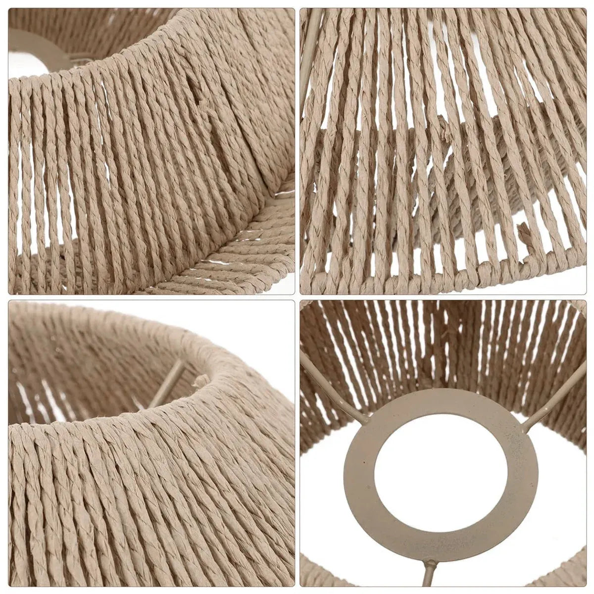 Hand Woven Paper Rope Pendant Lampshade Boho Rattan Style - Black