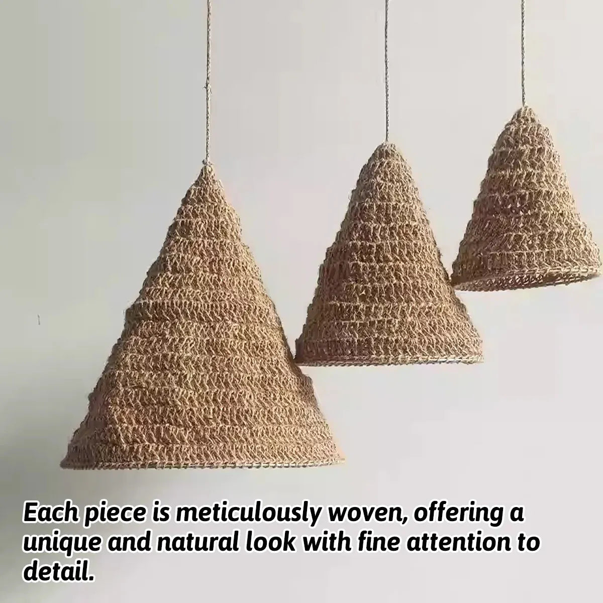 3PCS Woven Lampshade Set Pendant Light Cover for Ceiling Hanging Lamp Durable